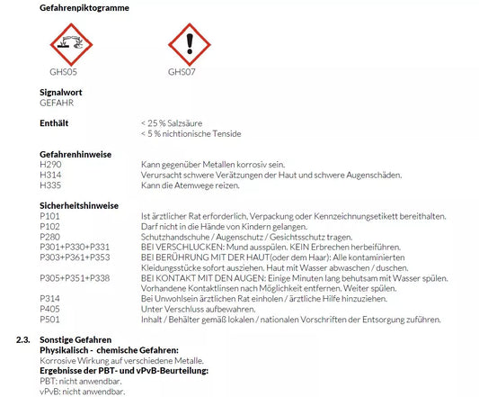 CONEL CARE WC-Kalk-/Urinsteinkiller 1 Liter, Etikett